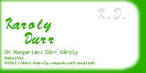 karoly durr business card