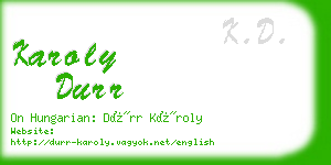 karoly durr business card